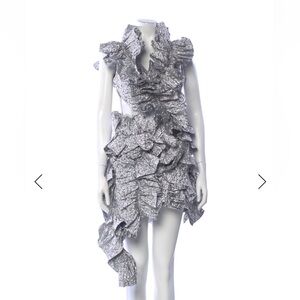 Aknvas silver ruffle dress nwt 2